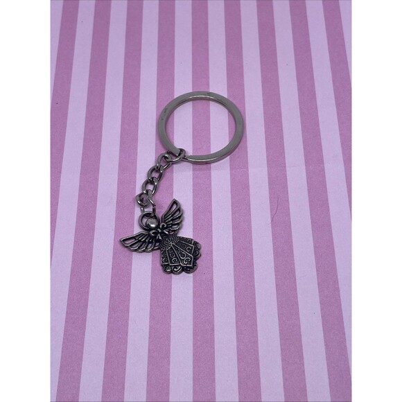 Angel Silver Metal Charm Keychain Gift Tag Key Chain - Picture 1 of 4